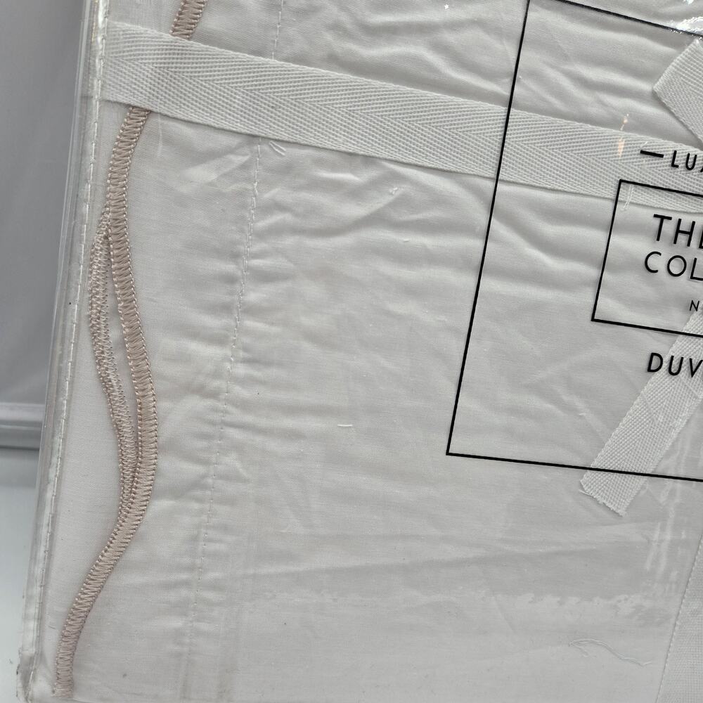 Hotel Collection Duvet Set KING White Embroidered Scalloped Trim Cotton CRISP WH - Picture 4 of 5